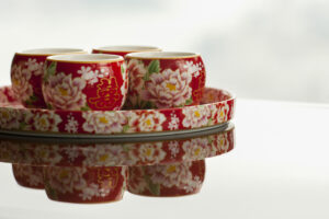 Red and gold Chinese tea ceremony set