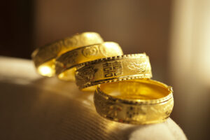 Set of 4 Chinese gold bangles