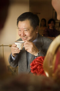 Woman drinking tea at the Chinese tea ceremony